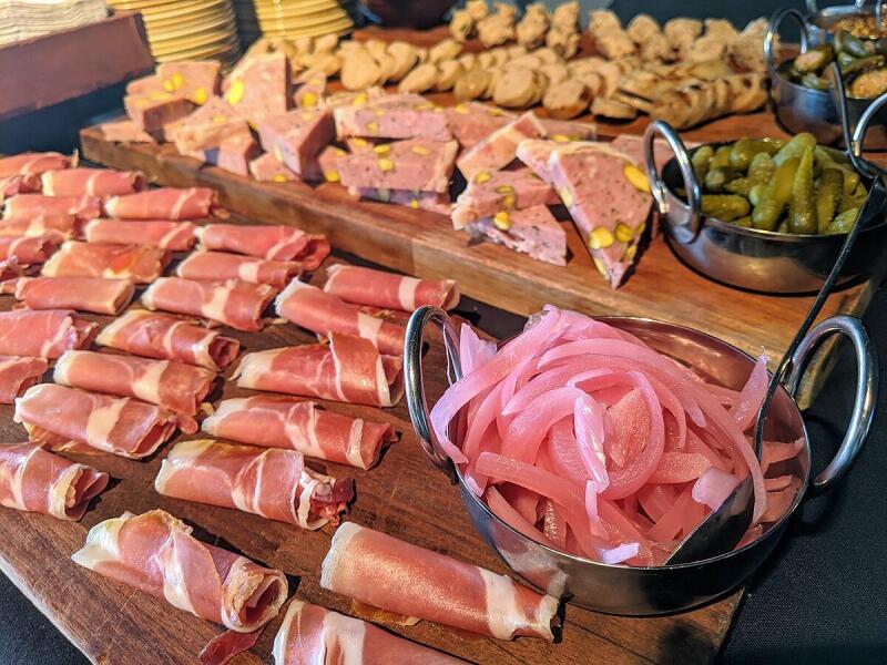 Dishes arranged for an event catered by Alley Cat Oyster Bar
