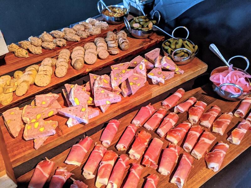 Dishes arranged for an event catered by Alley Cat Oyster Bar