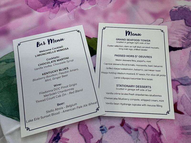 Menus for a privately catered event by Alley Cat Oyster Bar