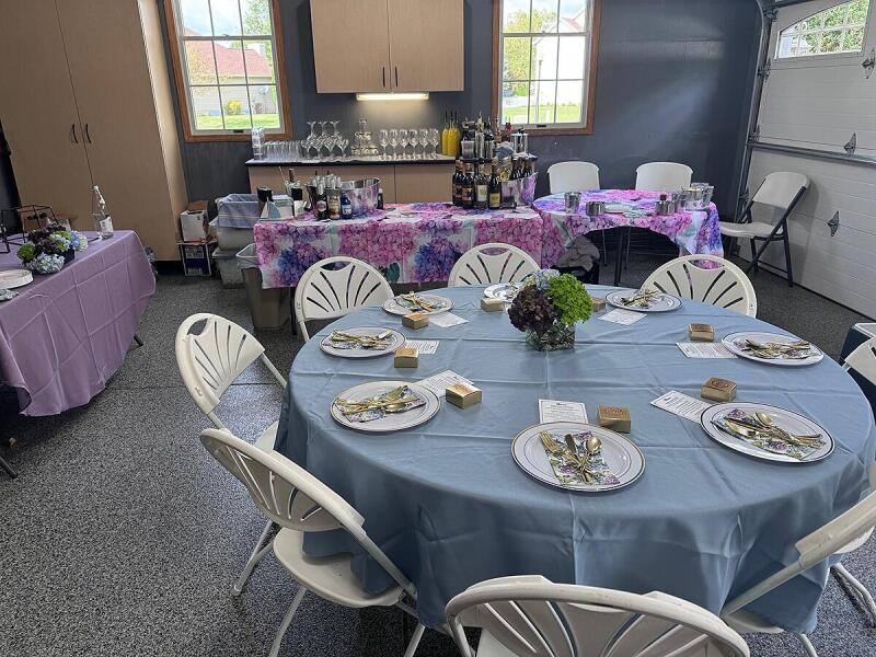 Table setup for a private event by Alley Cat Oyster Bar