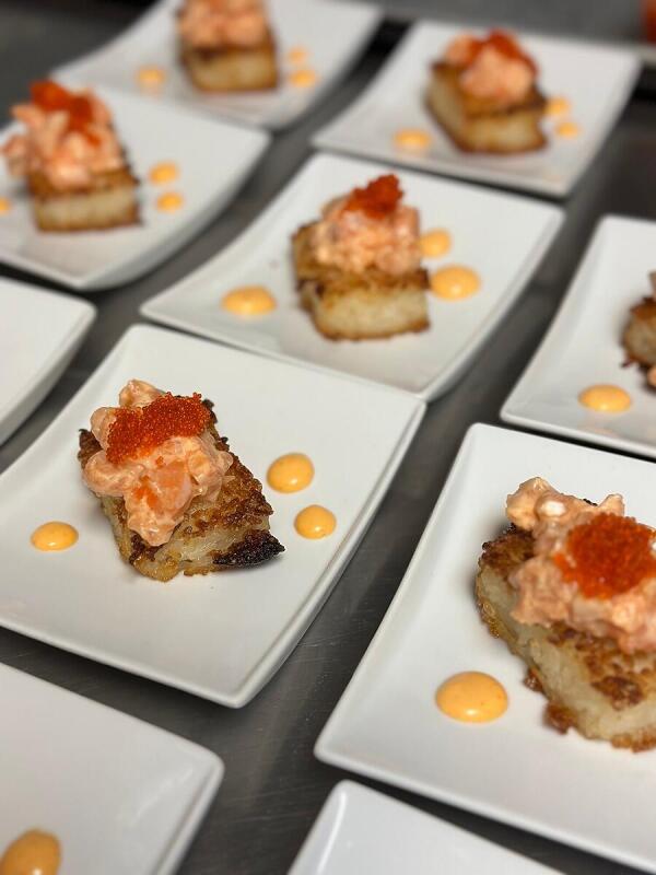 Crispy Rice with Caviar catered by Alley Cat Oyster Bar