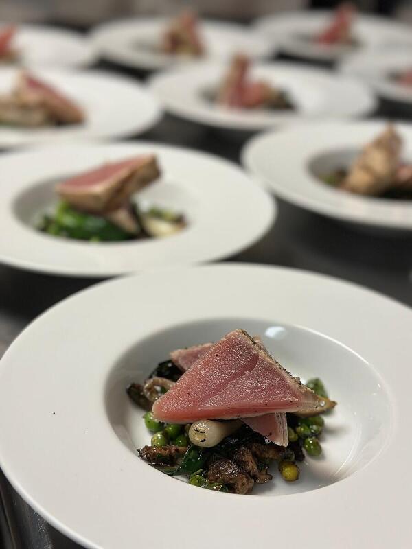 Plates for a privately catered event by Alley Cat Oyster Bar