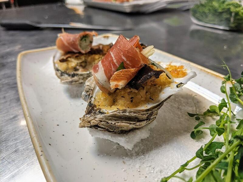 Seafood for an in-home event catered by Alley Cat Oyster Bar